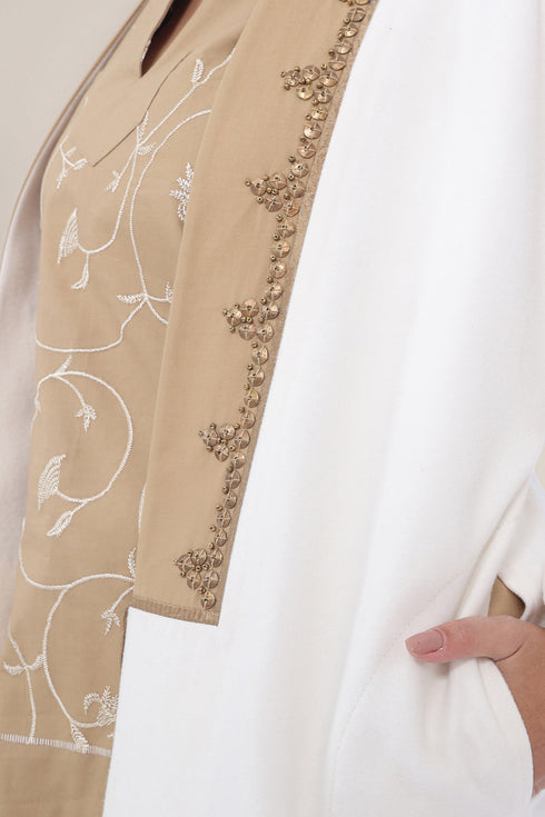 Embroidered Wool long Coat